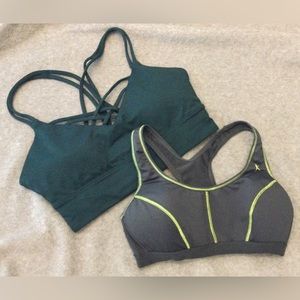 Lot of 2 JoyLab X-Small dark green Unknown brand X-small with built in shelf bra